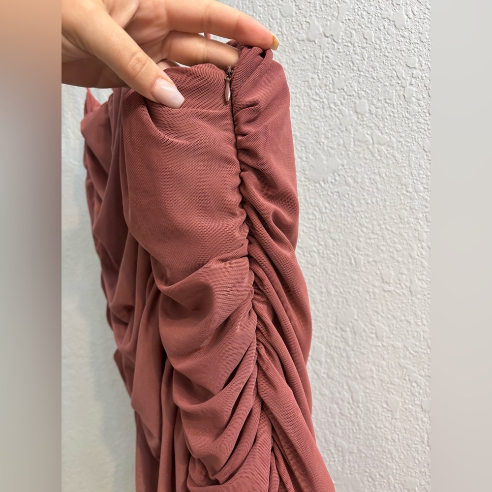 ASOS curve Strapless Ruched Dress - Rust - Picture 4 of 13